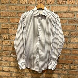 Men’s Eton White/Blue Pinstripe Dress Shirt Size M/39